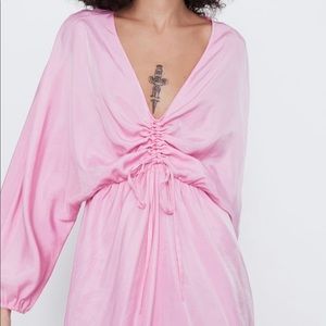 NWT Zara Draped Dress with Satin Finish. Size M